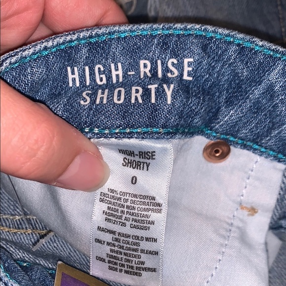 Aeropostale High Rise Shorty Blue Jean Denim Shorts Distressed Cut-Off NWT 0 - Picture 11 of 11